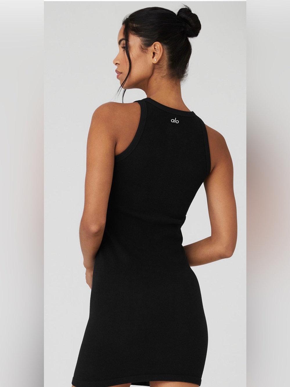 ALO Seamless Ribbed Warm Nights Dress - Black